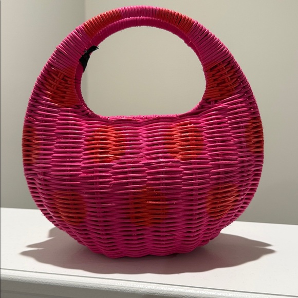 Kate Spade x Target Pink and Red Wicker Bag - Picture 2 of 4